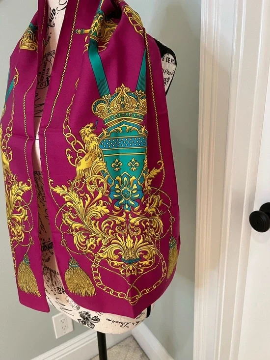 Betmar Pink - Gold - Green- Patterned Scarf | Made in Italy | Like New - Picture 5 of 8